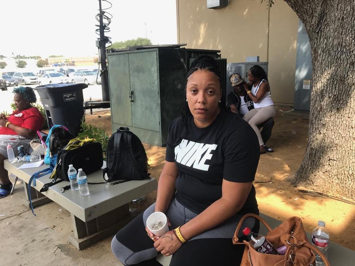 Chaquita Flythe and her 2-year-old daughter aren’t going back to Port Arthur. They will stay in Fort Worth and she will look for a job here. They came to the shelter at Wilkerson-Greines Activity Center after they evacuated the coast due to Hurricane Harvey.