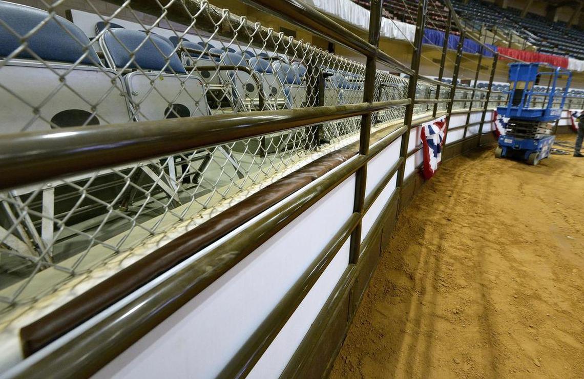 The new Flex-Wall designed to protect rodeo athlete and livestock during the Fort Worth Stock Show and Rodeo.