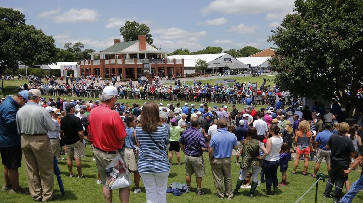The morning thunderstorms gave way to sunny skies during the second round of the Dean & DeLuca Invitational Golf Tournament at the Colonial Country Club. Golfers finally teed off after a delay of more than five hours.