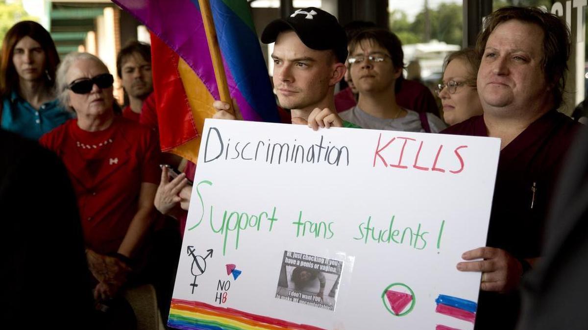 Supporters of transgender students attended a news conference at the Fort Worth school board meeting earlier this week.