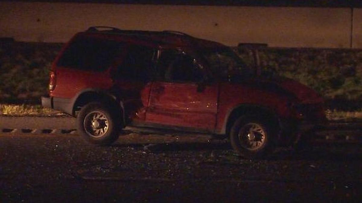 A vehicle involved in a Monday night crash on Interstate 35W at Heritage Trace Parkway.