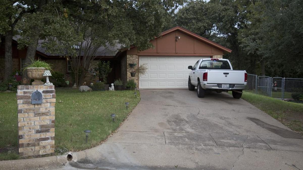 The home were Christopher Revill lives backs up to Sandy Lane Park in east Fort Worth, where police continued to search for Typhenie Johnson on Friday.