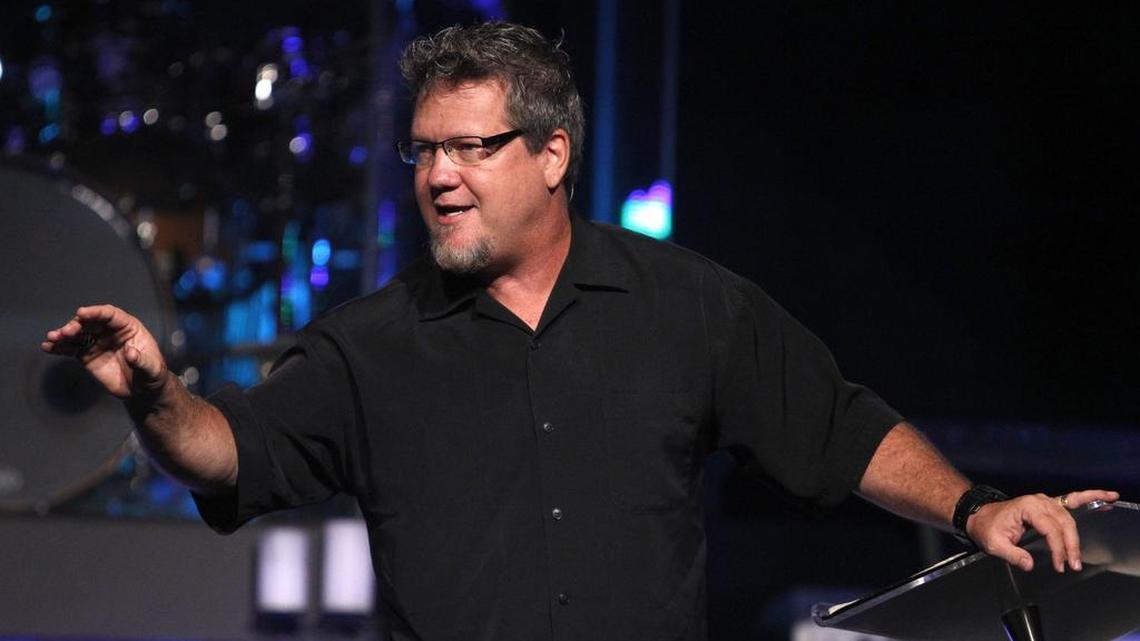 Pastor Scott Crenshaw gives a sermon at New River Fellowship Church on Sept. 2, 2012. Crenshaw was removed from office because he looked at inappropriate images on his church office computer, according to the church.