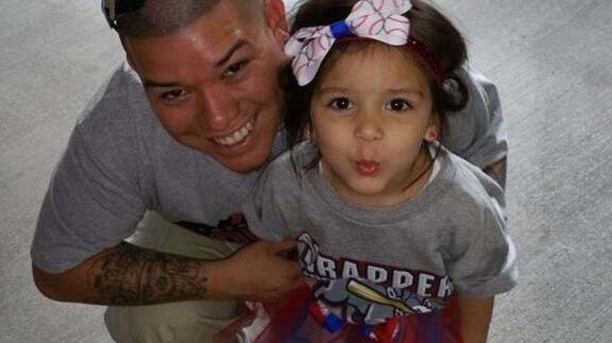 
Phillip Vallejo, who turned 30 on Thursday, was fatally wounded by police officers Friday in downtown Fort Worth. In this photo Phillip Vallejo is hugging his daughter, Gianna Vallejo, 4.
