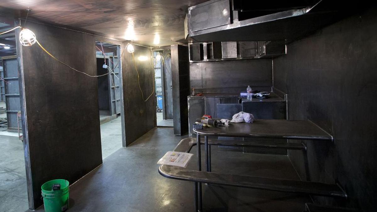 A 6-person shelter under construction last year for a client in Saudi Arabia.