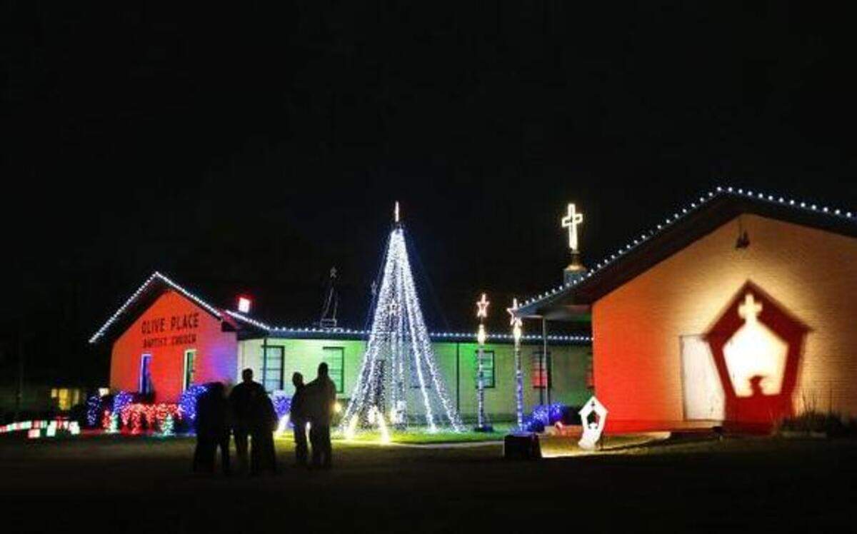 
The show continues at Olive Place Baptist Church’s annual lighting and music display Monday in Fort Worth. The small congregation of 100 or so considers it the church’s gift to Fort Worth. 

