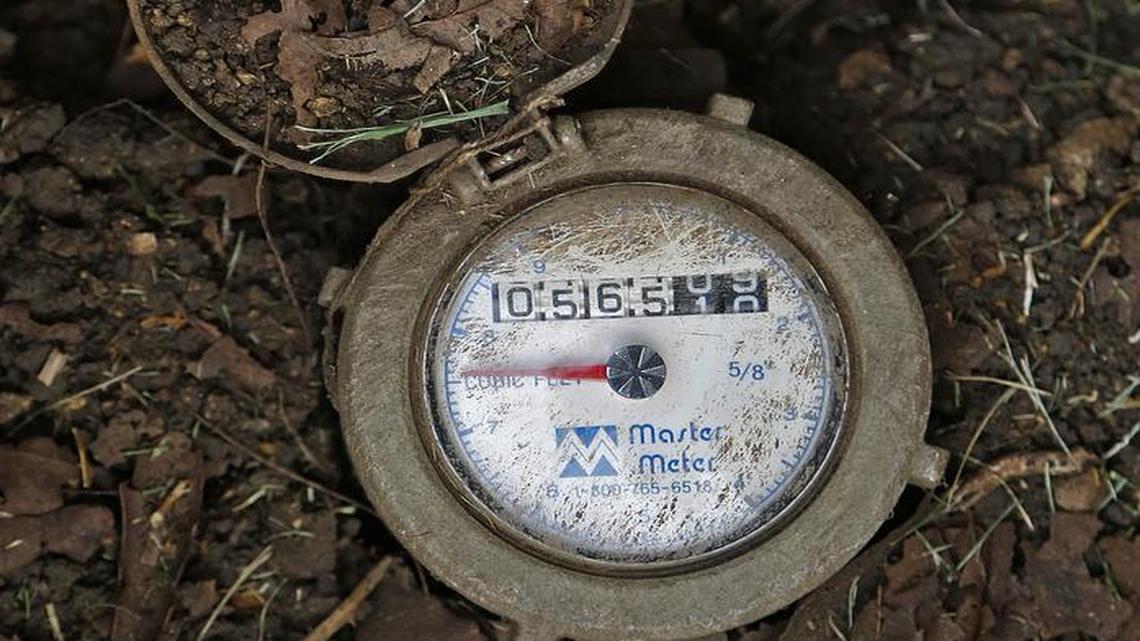 
A current Fort Worth water meter in a Wedgwood yard on Tuesday, Aug. 25, 2015.
