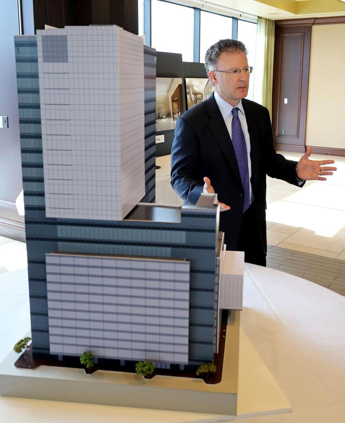 Greg Bird, CEO of Jetta Operating, talks about his new 25-story downtown building at a Fort Worth Chamber of Commerce luncheon in November 2015.