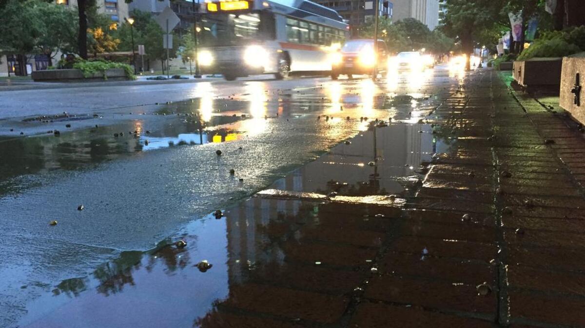 Early morning rain made for slow driving in downtown Fort Worth today.