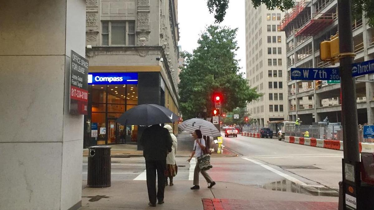 Umbrellas were the order of the day for Election Day in downtown Fort Worth Tuesday.