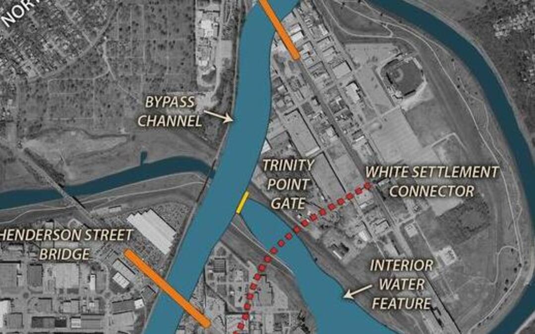 A rendering of the Trinity River Vision project’s three bridges at Henderson Street, North Main Street and West Seventh Street.