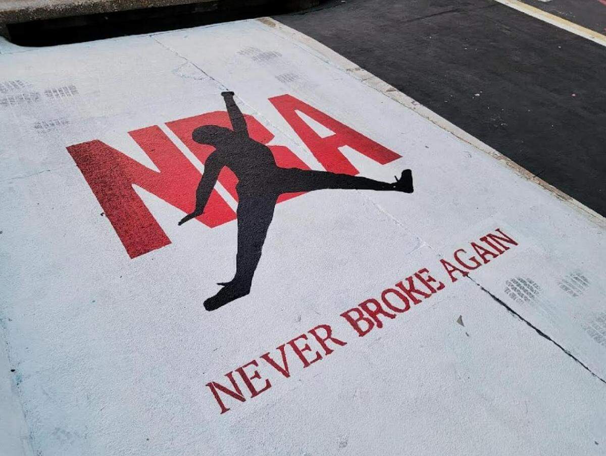 Keller High School senior Alexander Hernandez picked “Never Broke Again” for his design on his parking space.