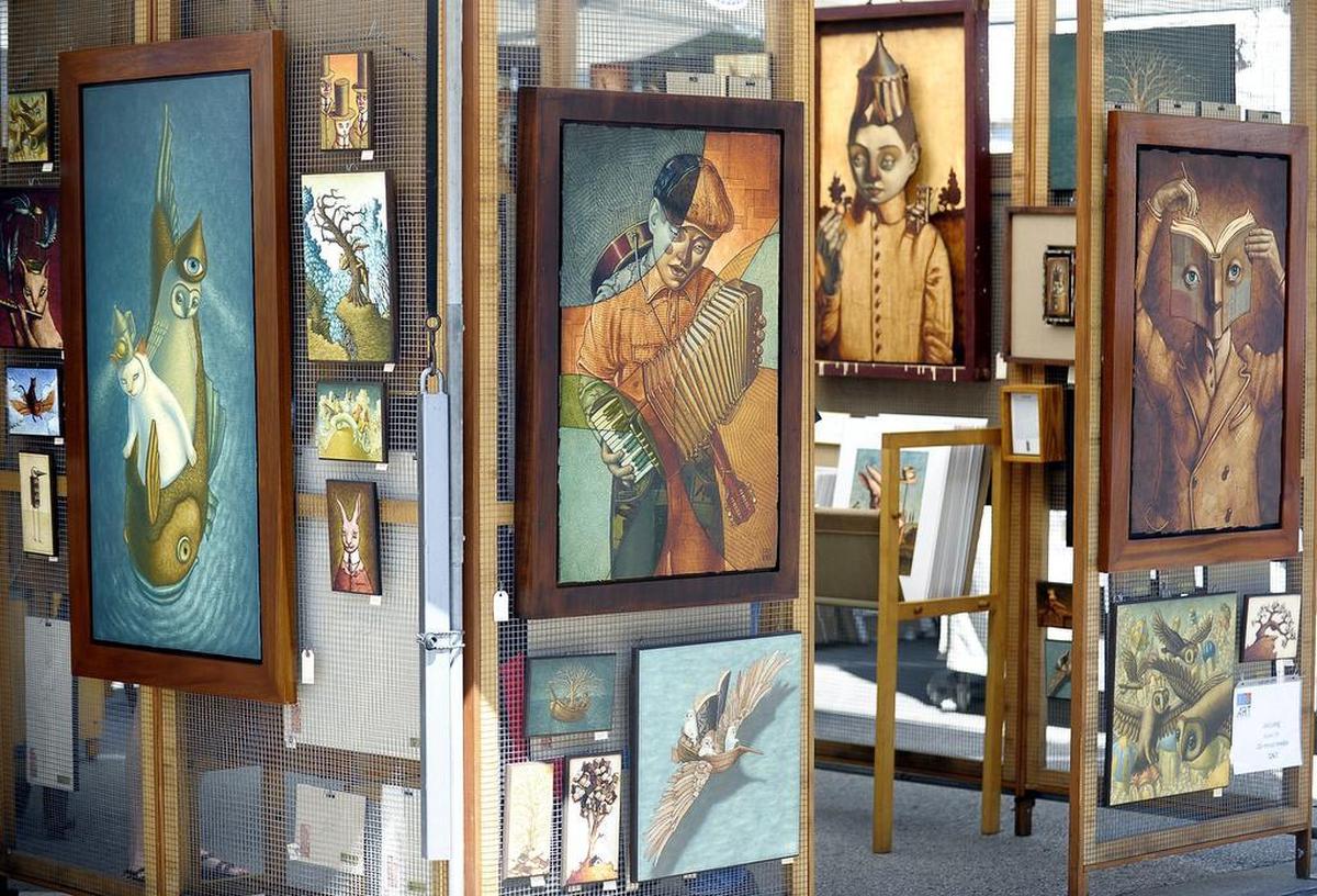 Jay Long’s mixed media art on display