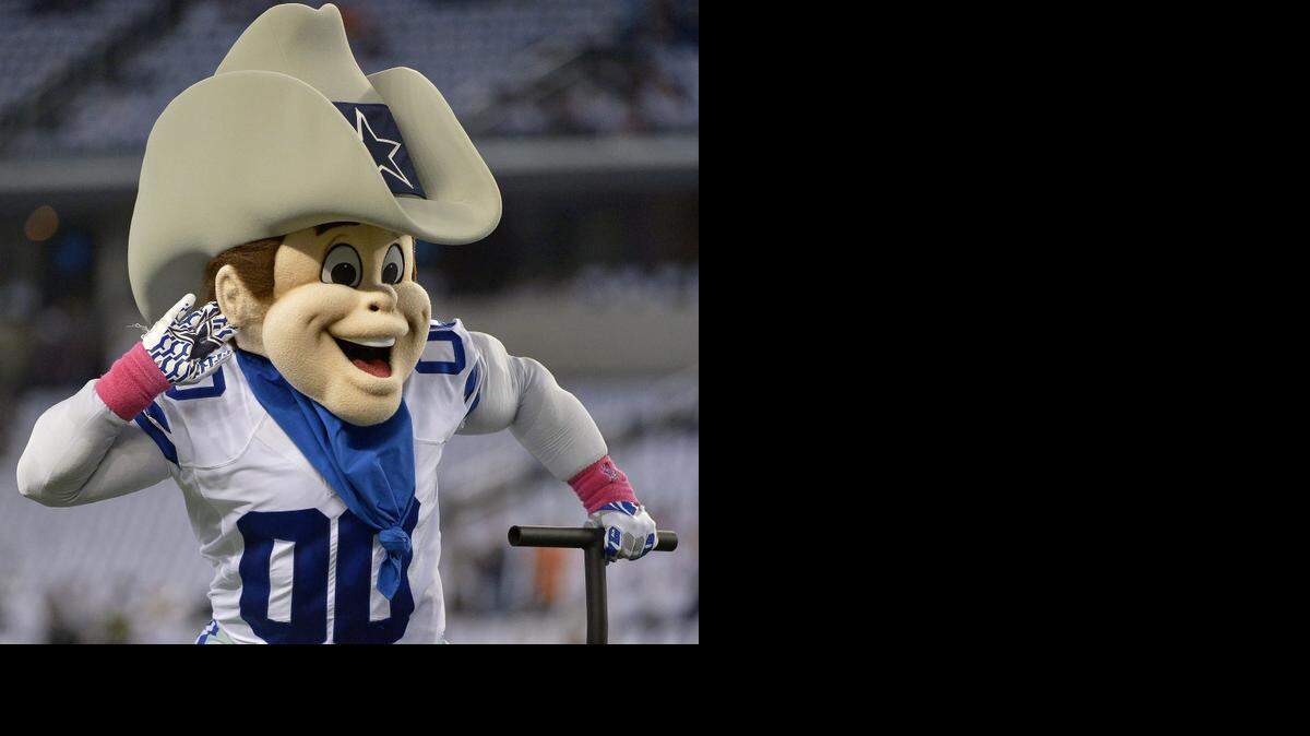 
Dallas Cowboys’ mascot Rowdy fires up the crowd before a recent game at A&T Stadium.
