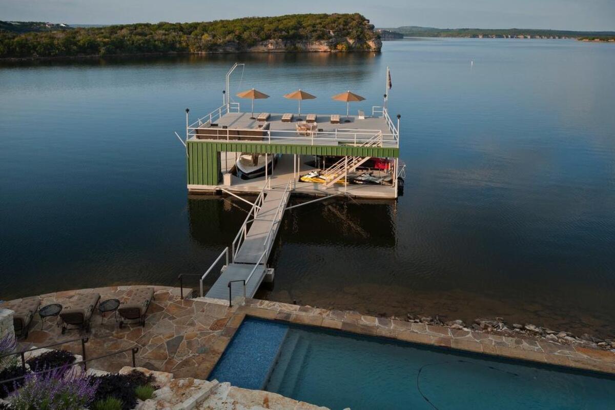 This Possum Kingdom Lake includes a boat dock in deep water with views of Hell’s Gate.
