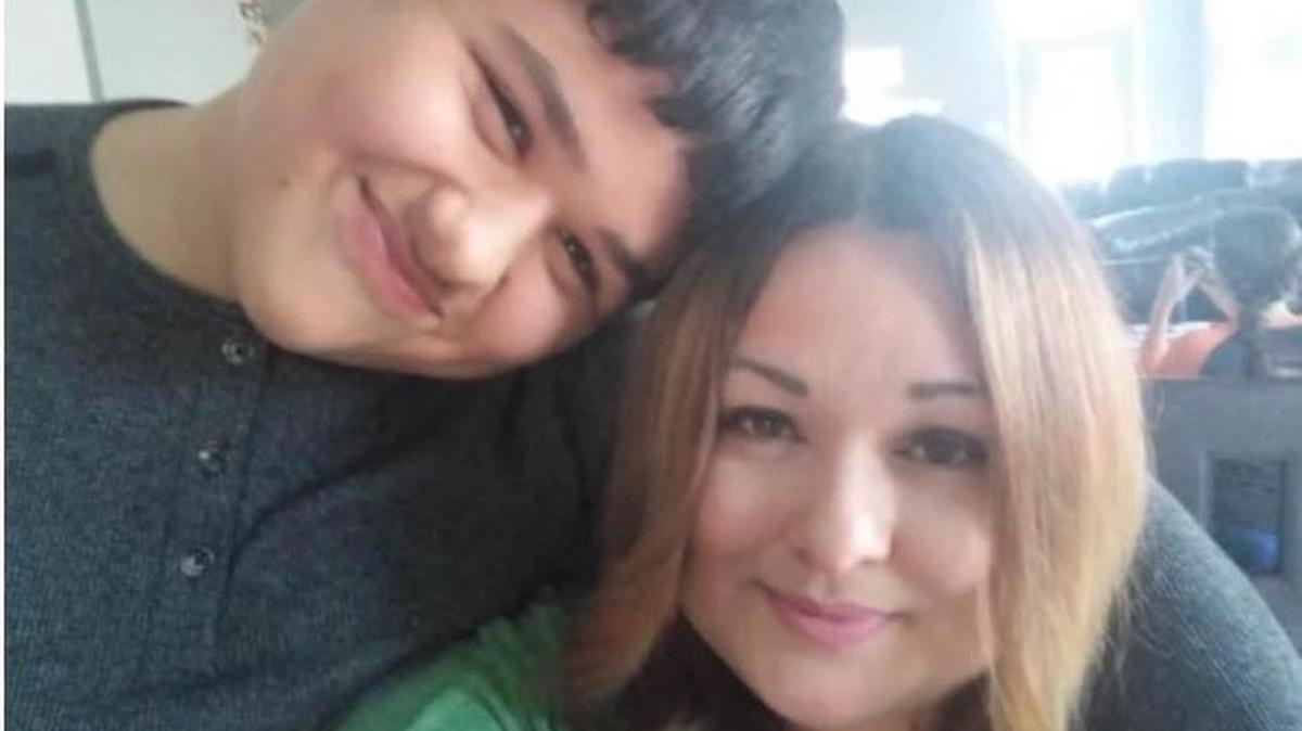 Favian Ramierz, 16, with his mother, Rosa Ramirez. Favian, a former Mansfield Lake Ridge High School student, was shot and killed in San Antonio Friday.