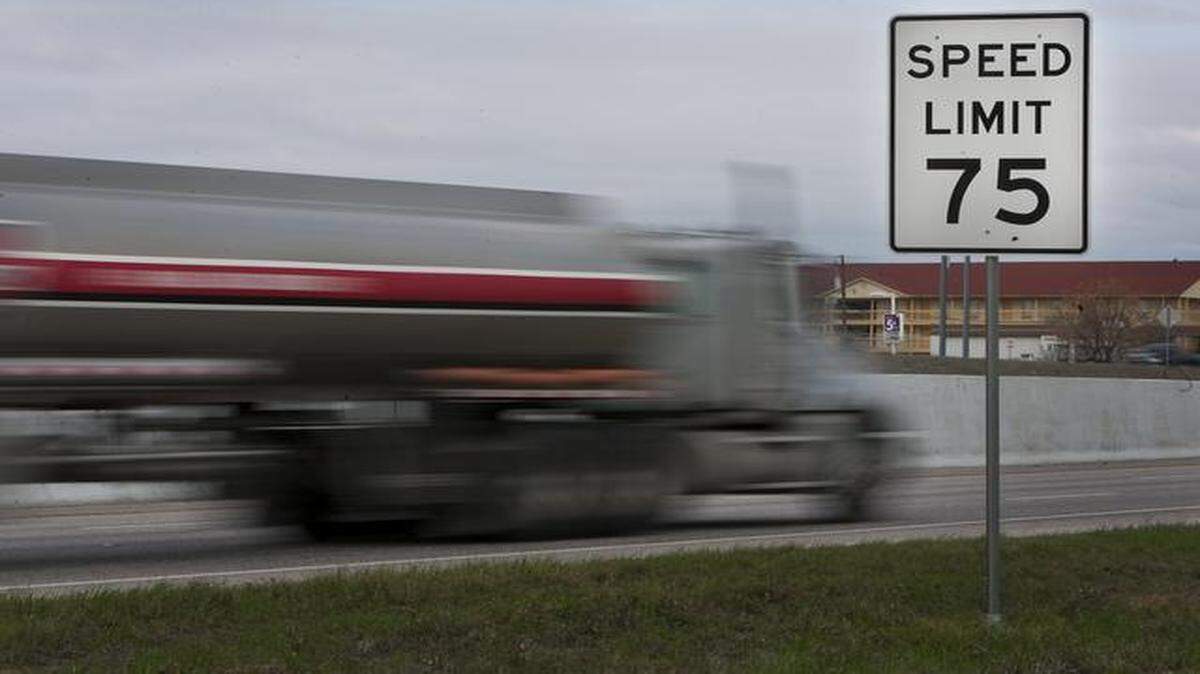 
In this Dec. 16, 2011, photo, a tanker truck speeds down Interstate 35 in Austin. 
