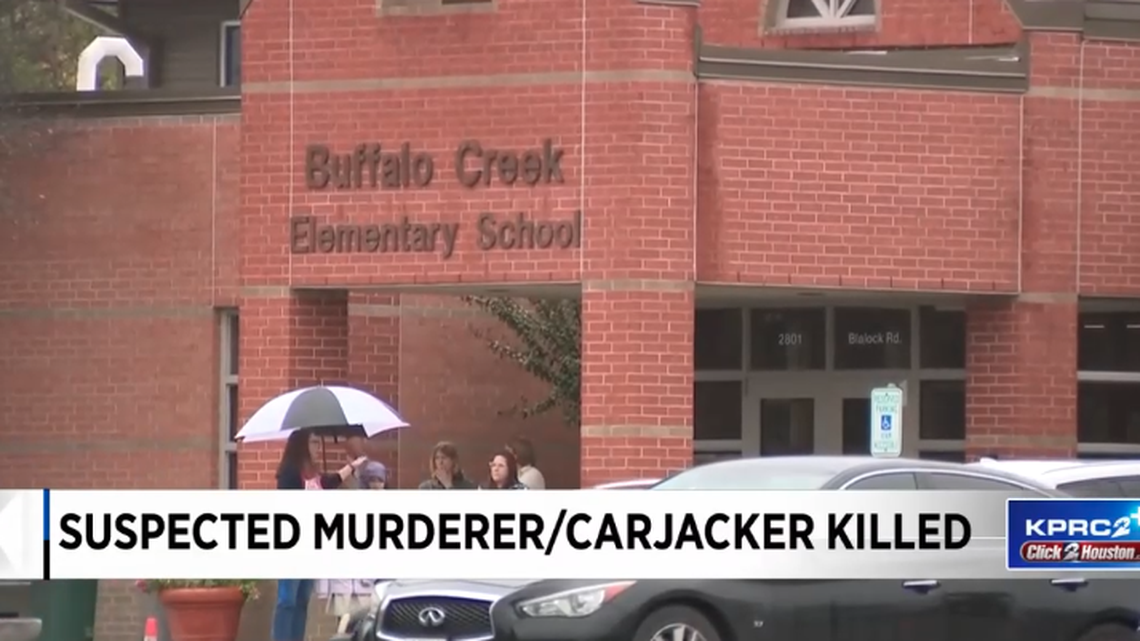 A man accused of fatally shooting his father then ran to Buffalo Creek Elementary School, Texas police said.