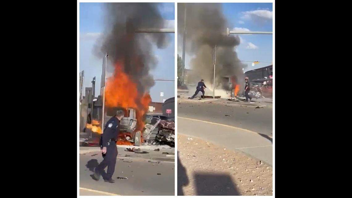 Three people were killed, including two women and a child, when a driver crashed into them while speeding away from police in El Paso, Texas, officials say.