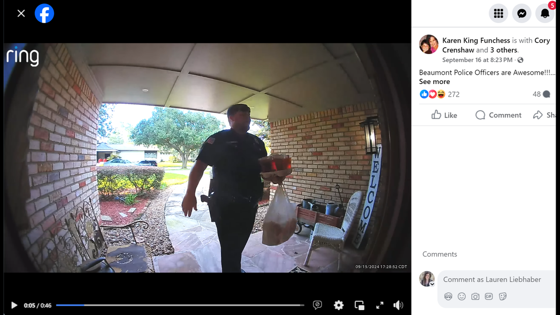 The DoorDash driver had “several warrants,” the Beaumont Police Department said.