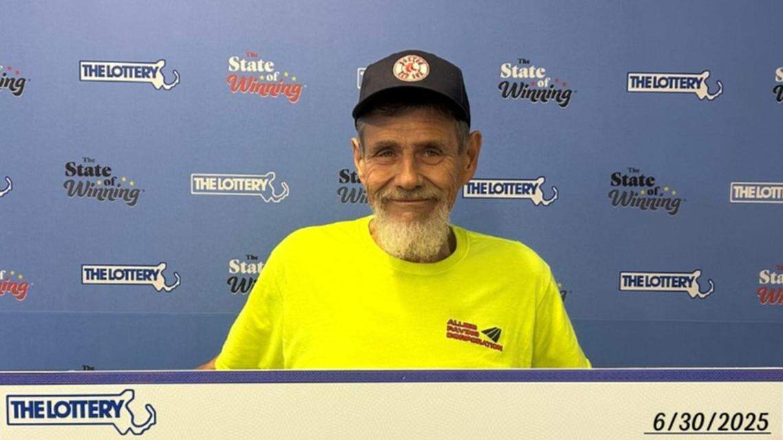 Albert Boumel Jr. showing off his prize.