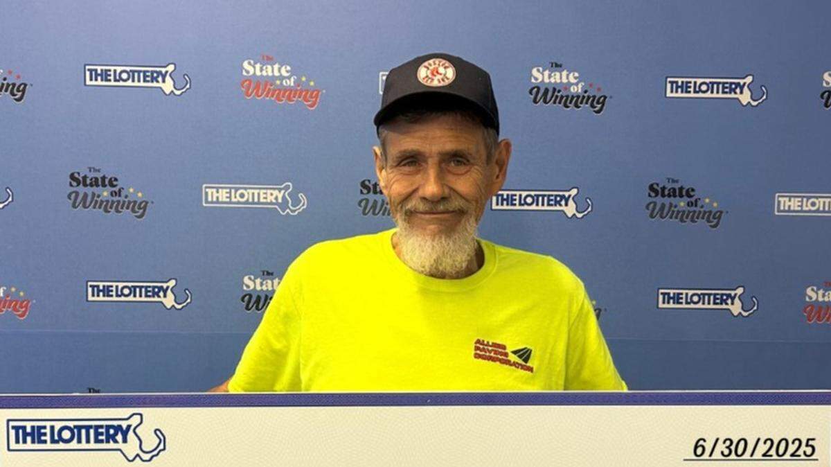 Albert Boumel Jr. showing off his prize.