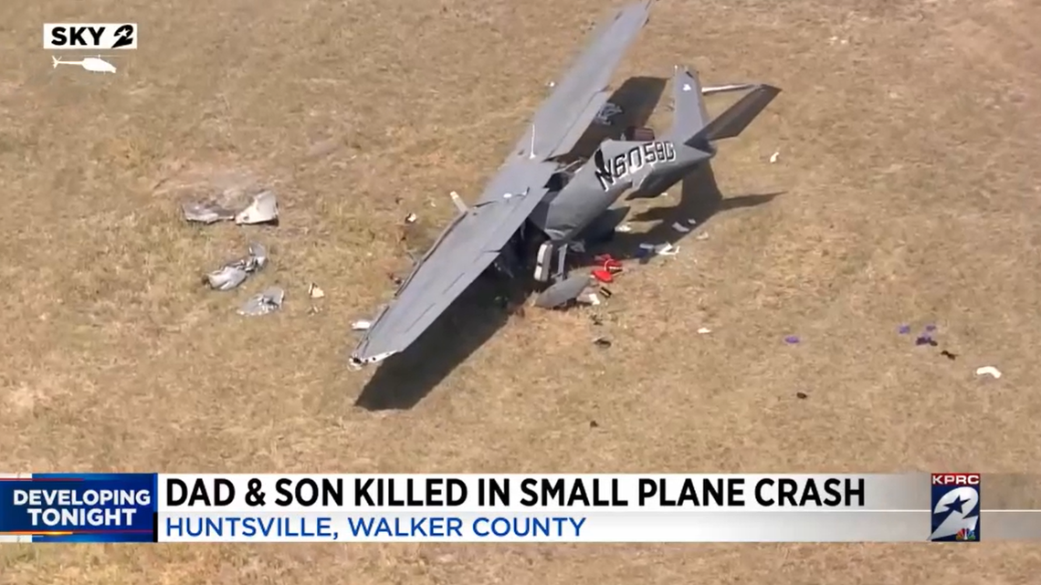 A Texas father and son were killed in a plane crash while practicing landing and taking off at an airport, officials say.