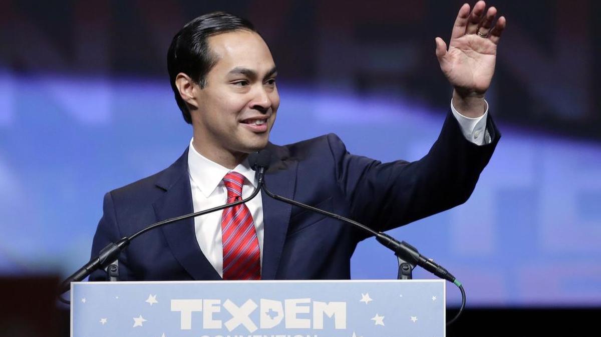 Housing and Urban Development Secretary Julian Castro addresses the Texas Democratic convention June 17 in San Antonio.