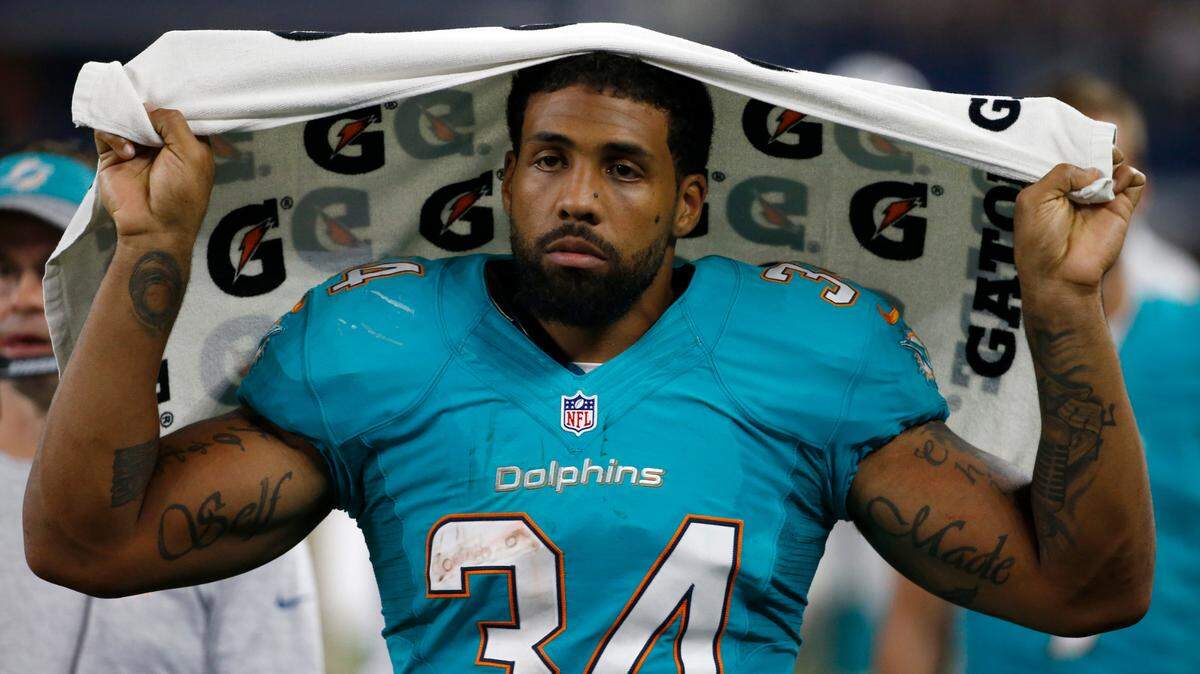 Former NFL running back Arian Foster, shown during the 2016 preseason with the Miami Dolphins, raised a lot of eyebrows with his recent comments that the league was scripted.