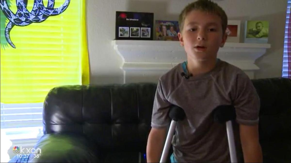 Caden Walsh of Austin, Texas, was hit by a car, whose driver then sped away before checking on him, police say.