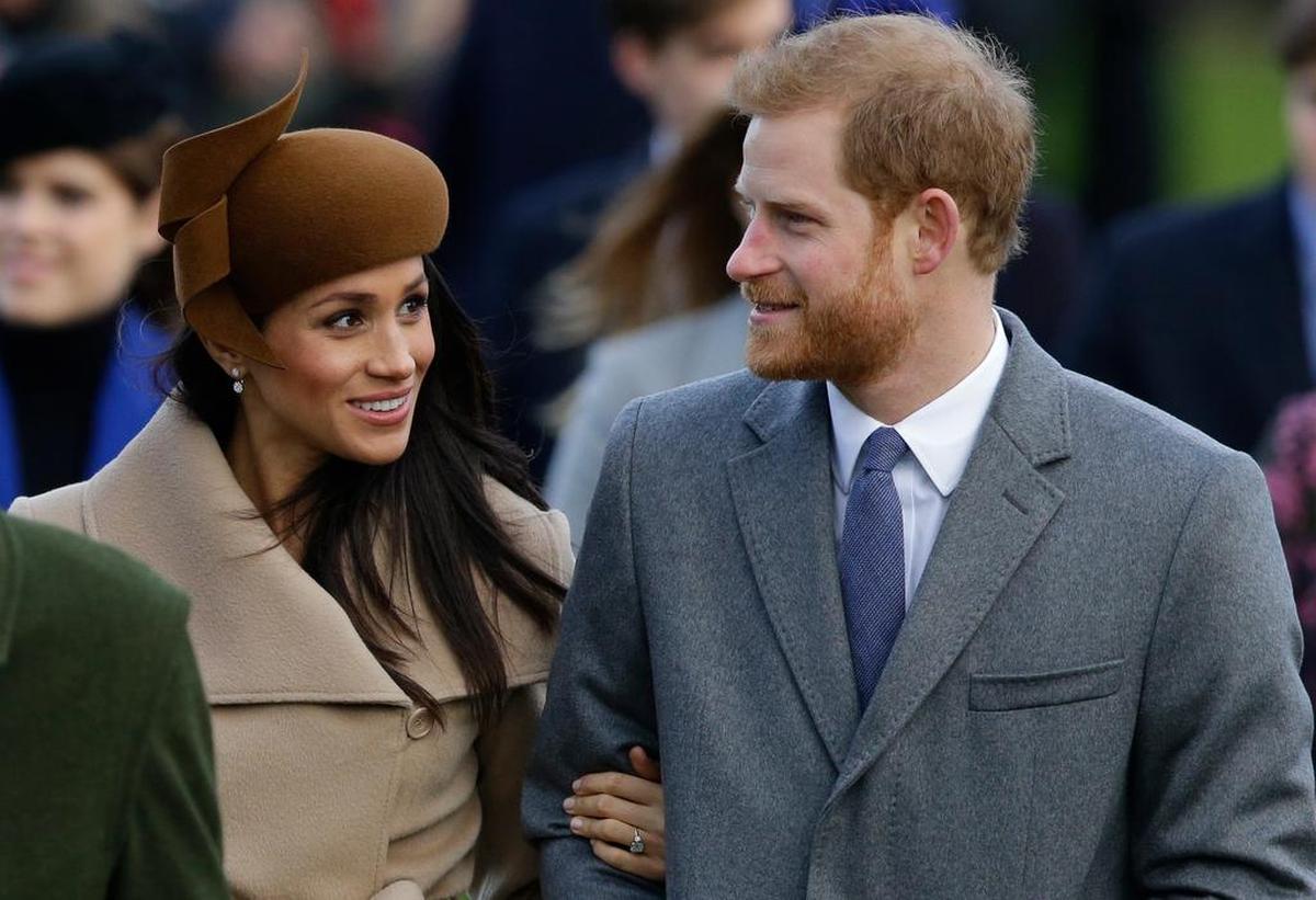 Prince Harry and his fiancee Meghan Markle arrive to attend the traditional Christmas Day service, at St. Mary Magdalene Church in Sandringham, England, Monday, Dec. 25, 2017.