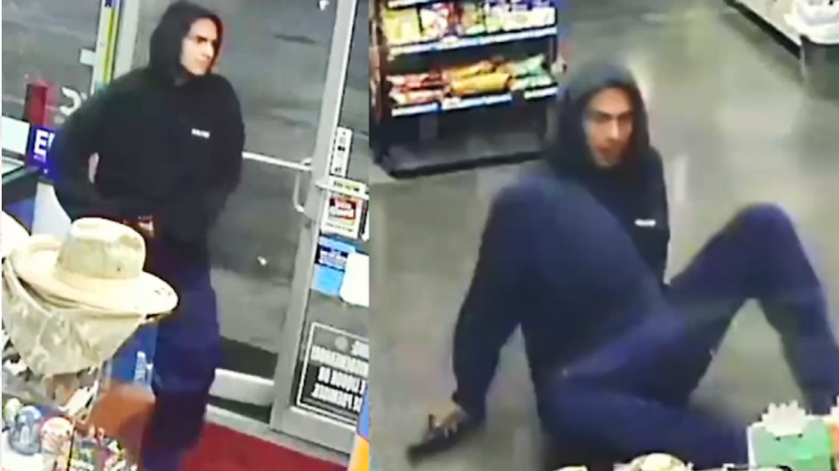 A still from surveillance footage of an attempted robbery in January.