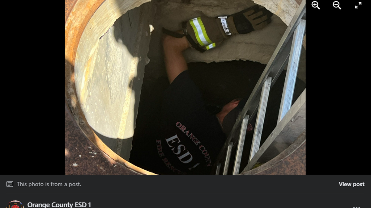 First responders were called to rescue a kitten trapped in a storm drain, authorities said.