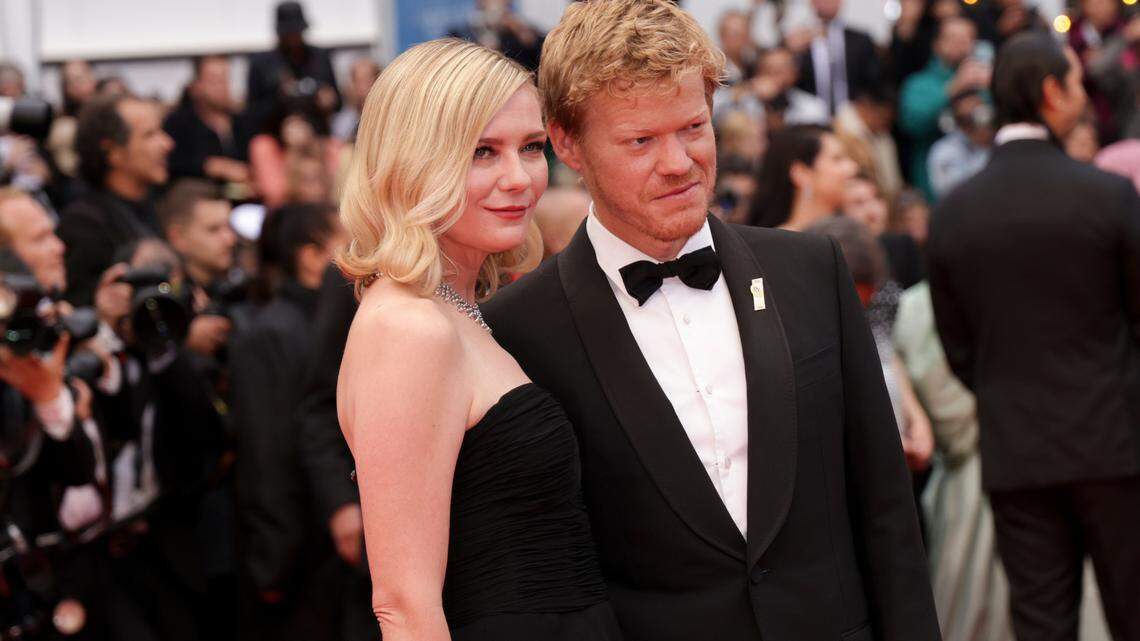 Kirsten Dunst, left, and Jesse Plemons pose for photographers upon arrival at the premiere of the film ‘Killers of the Flower Moon’ at the 76th international film festival, Cannes, southern France, Saturday, May 20, 2023. (Photo by Vianney Le Caer/Invision/AP)
