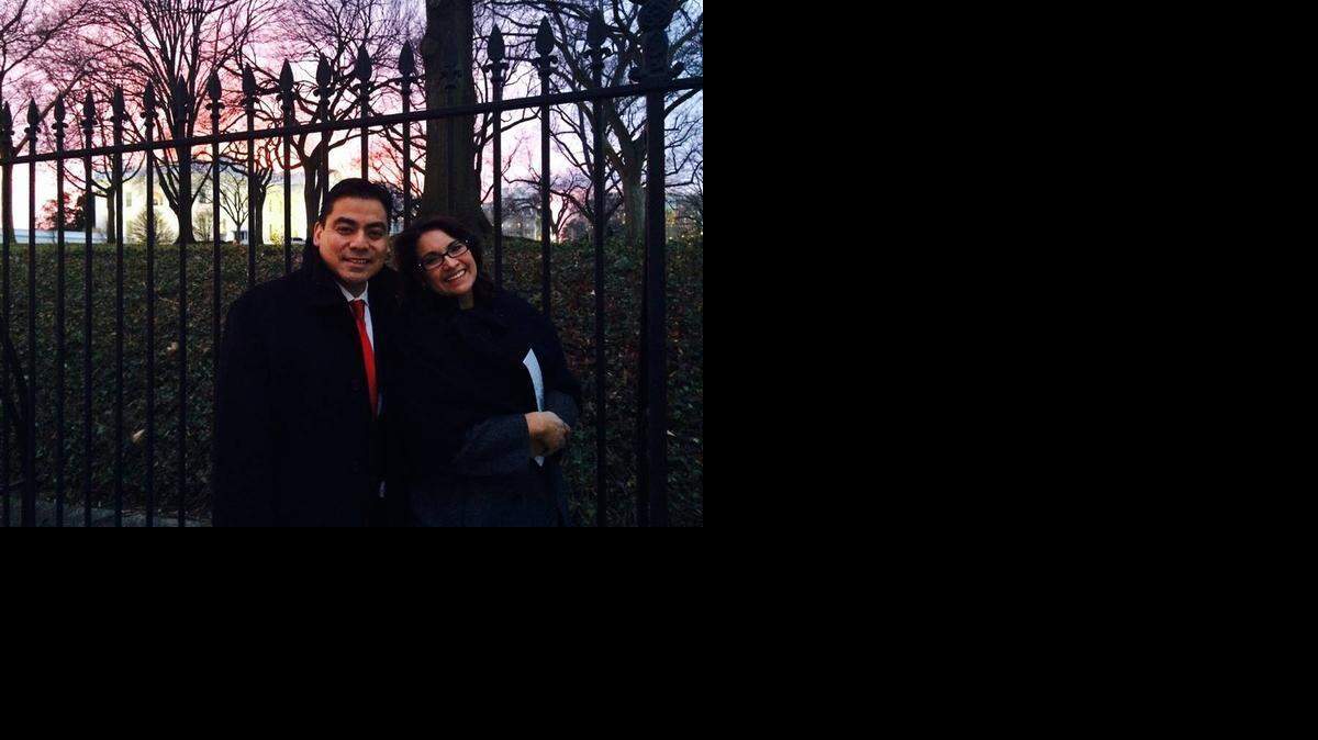 
Tarrant County Justice of the Peace Sergio De Leon, and his wife, Frances De Leon, outside the White House.
