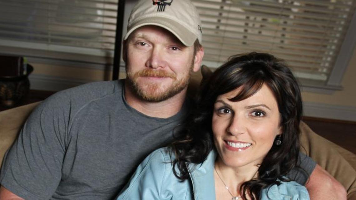 Former Navy SEAL Chris Kyle with his wife, Taya Kyle, in April 2012 after the publication of his book American Sniper: The Autobiography of the Most Lethal Sniper in U.S. Military History.