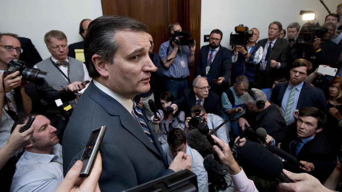 Sen. Ted Cruz speaks to reporters as he returns to the Capitol Hill on May 10 in Washington.