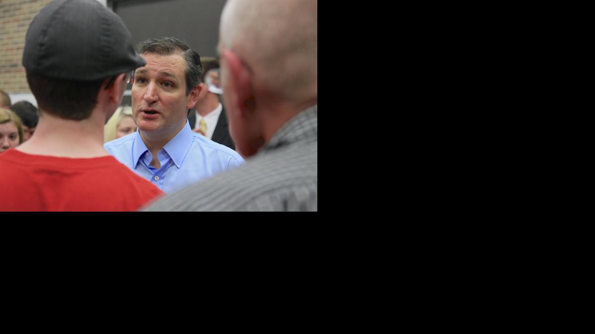 
Presidential candidate Sen. Ted Cruz, R-Texas, speaks to members of his audience following a town hall event at Morningside College in Sioux City, Iowa, Wednesday, April 1. (AP Photo/Nati Harnik)
