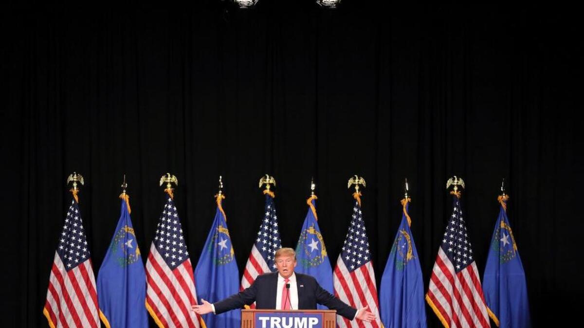 File: Republican presidential candidate Donald Trump speaks during a campaign rally on Thursday, Jan. 21, 2016, in Las Vegas. (AP Photo/Isaac Brekken)