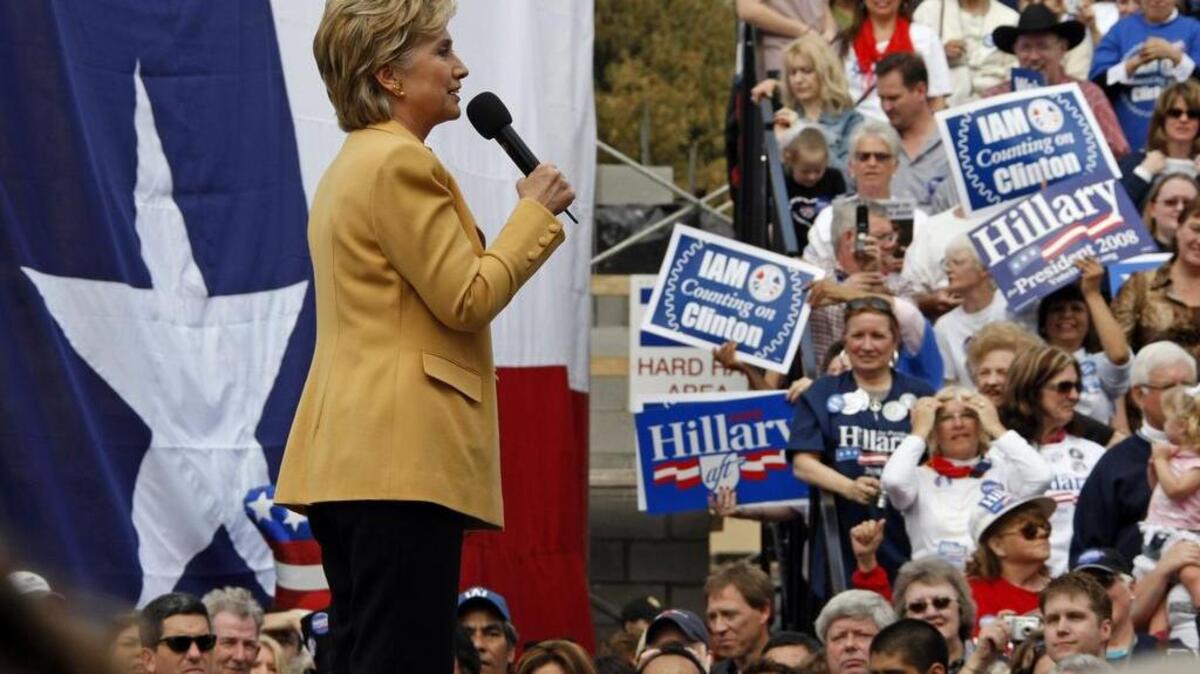 File: Hillary Clinton campaigned in Fort Worth during the 2008 Democratic primaries.