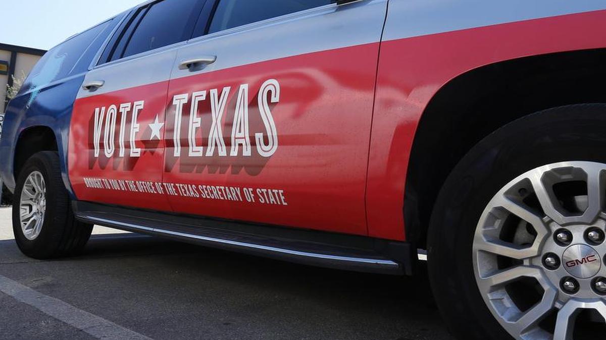 This SUV is being used by Texas Secretary of State Carlos Cascos to help get the word out about the Nov. 8 election and what Texans need to do to get ready for it. The SUV is wrapped in Vote Texas Texas livery. Secretary of State Carlos Cascos visited the Tarrant County Elections Administration office recently to talk about what voters need to know, and what kind of ID they need to have when they vote this November.