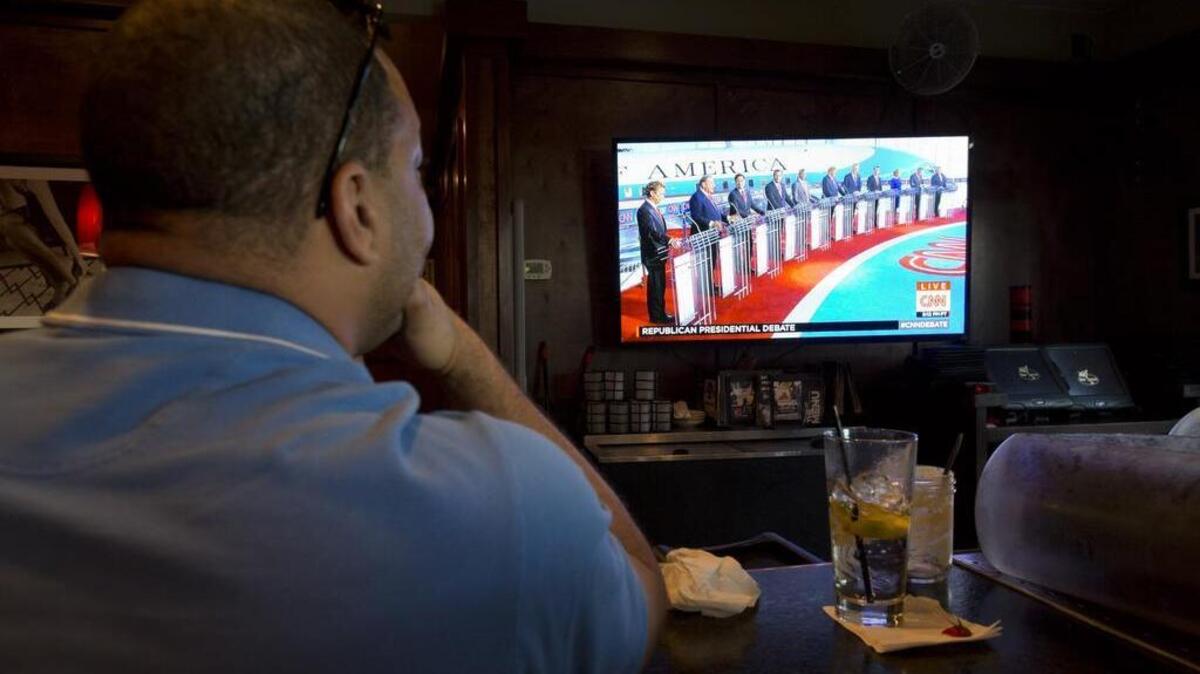
Local GOP debate watch at Bar Louie in Fort Worth on Tuesday. 
