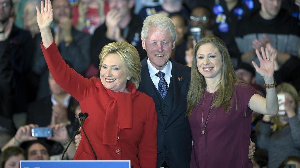 Former President Bill Clinton, pictured here with Democratic presidential hopeful and wife Hillary Clinton, and their daughter, Chelsea Clinton. Hillary Clinton is scheduled to go to Houston Saturday; Bill Clinton is scheduled to visit Dallas and Laredo Mon., Feb. 22.