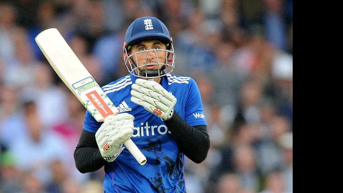 
England’s Alex Hales during a cricket match between England and New Zealand in Nottingham, England
