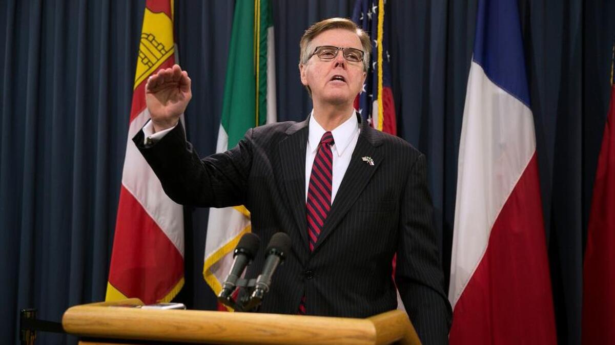Lt. Gov. Dan Patrick speaks during a news conference at the Capitol in Austin on Wednesday. Patrick issued an ultimatum to the Texas House on Wednesday, saying he must see passage of two of his priorities — property tax relief and limits on transgender-friendly bathroom policies — before the Senate will act on key legislation to keep some state agencies operating. Patrick also said if the House fails to pass either priority, he will press Gov. Greg Abbott to call as many special sessions as necessary to gain approval.