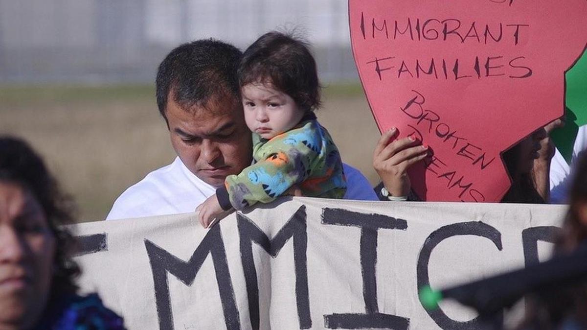 Immigrants and activists participate in a news conference and rally before the kickoff of a 37-mile march on Nov. 19, 2015, designed to show support for immigration reform. The marchers planned to walk for three days, from the federal immigration detention facility in Taylor to the Texas Governor's Mansion in downtown Austin.