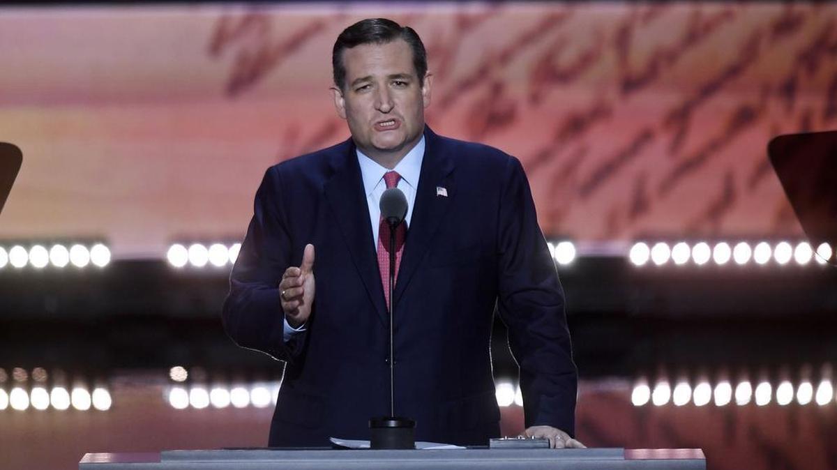 Texas Sen. Ted Cruz speaks during the third day of the Republican National Convention in Cleveland.