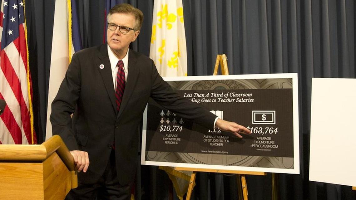 Lt. Gov. Dan Patrick addresses the media at the Texas Capitol on Thursday, days before the start of a special session.