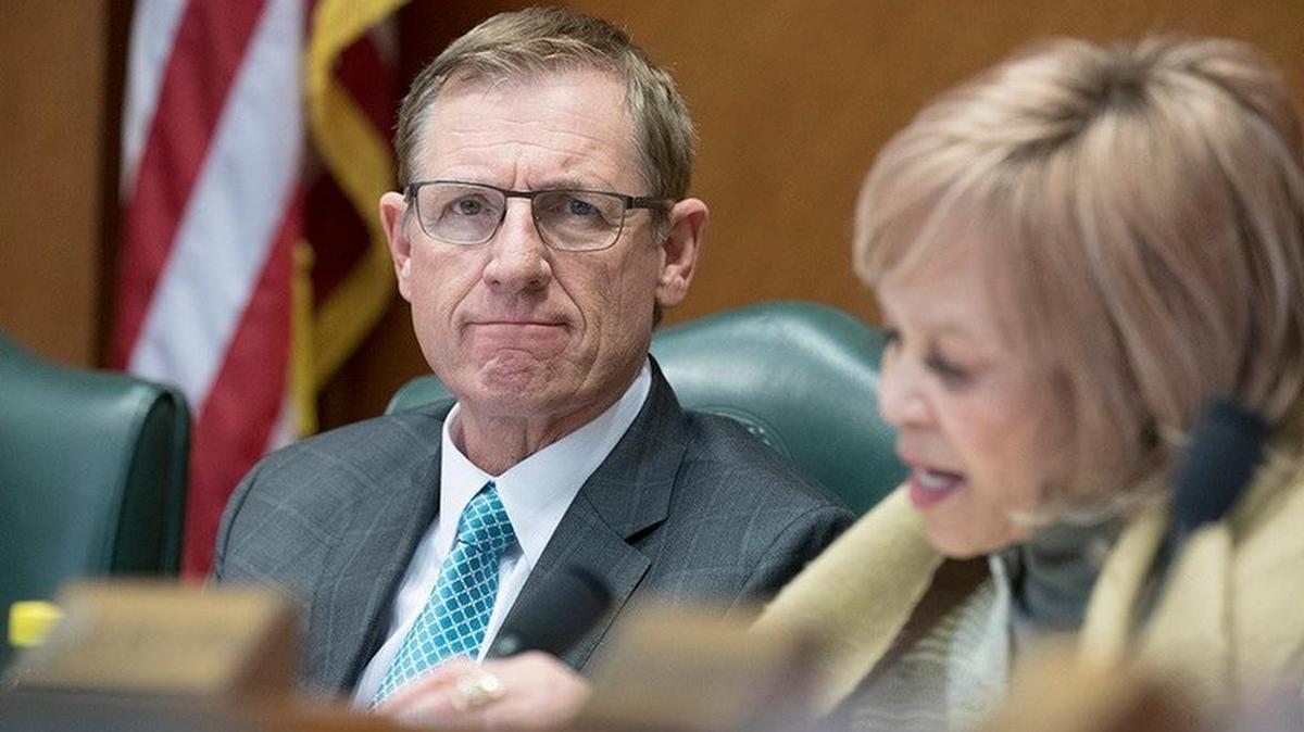 State Rep. Byron Cook, R-Corsicana, listens to the first round of testimony of hundreds signed up against SB 4, the sanctuary cities bill, on March 15.