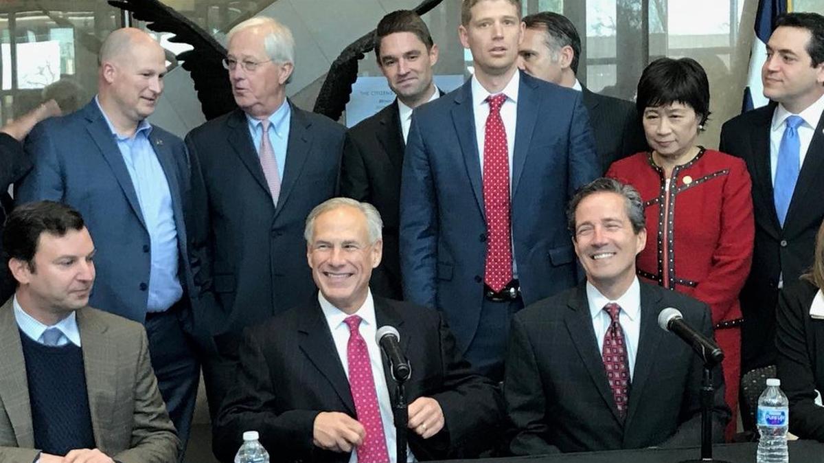 Texas Gov. Greg Abbott visited Arlington on Wednesday to announce a plan to limit property tax increases.